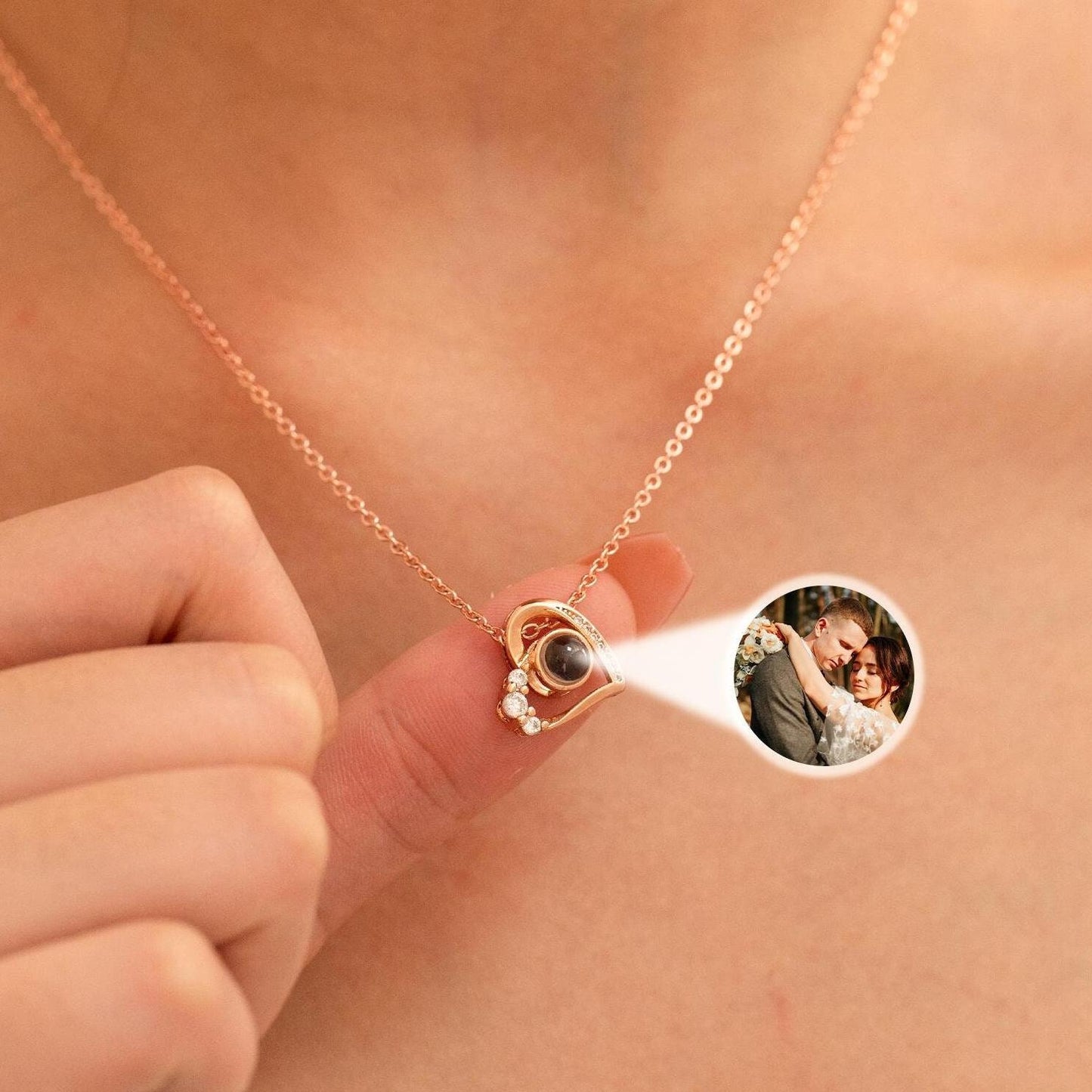 Custom Love Heart Photo Necklace
