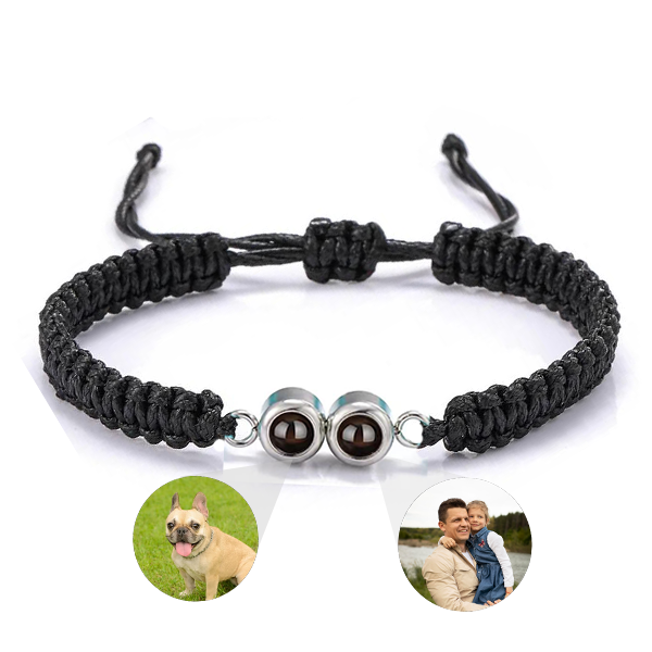 Personalized Braided Double Photos Bracelet For Men and Women