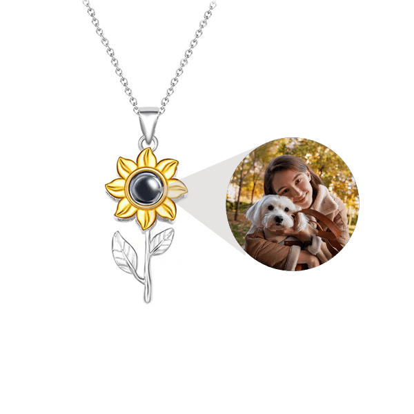 Personalized Sunflower Photo Necklace and Keychain - Pawisall