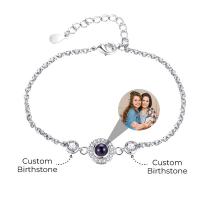 Custom Stacking Bracelet with Birthstone and Hidden Photo