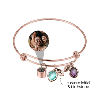 Personalized Initial and Birthstone Photo Bracelet for Mother's Day