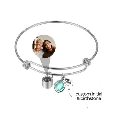 Personalized Initial and Birthstone Photo Bracelet for Mother's Day