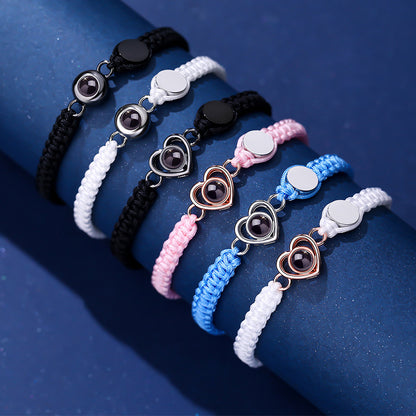 Custom Photo and Engraved Initial Braided Bracelet