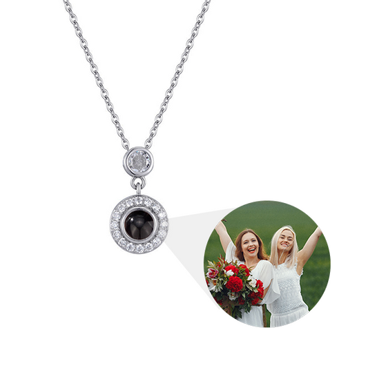 Custom Double Circle Photo Necklace For Her