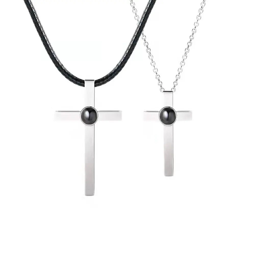 Couple’s Cross Photo Necklace