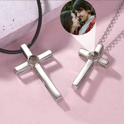 Couple’s Cross Photo Necklace