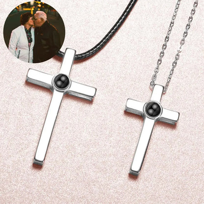 Couple’s Cross Photo Necklace