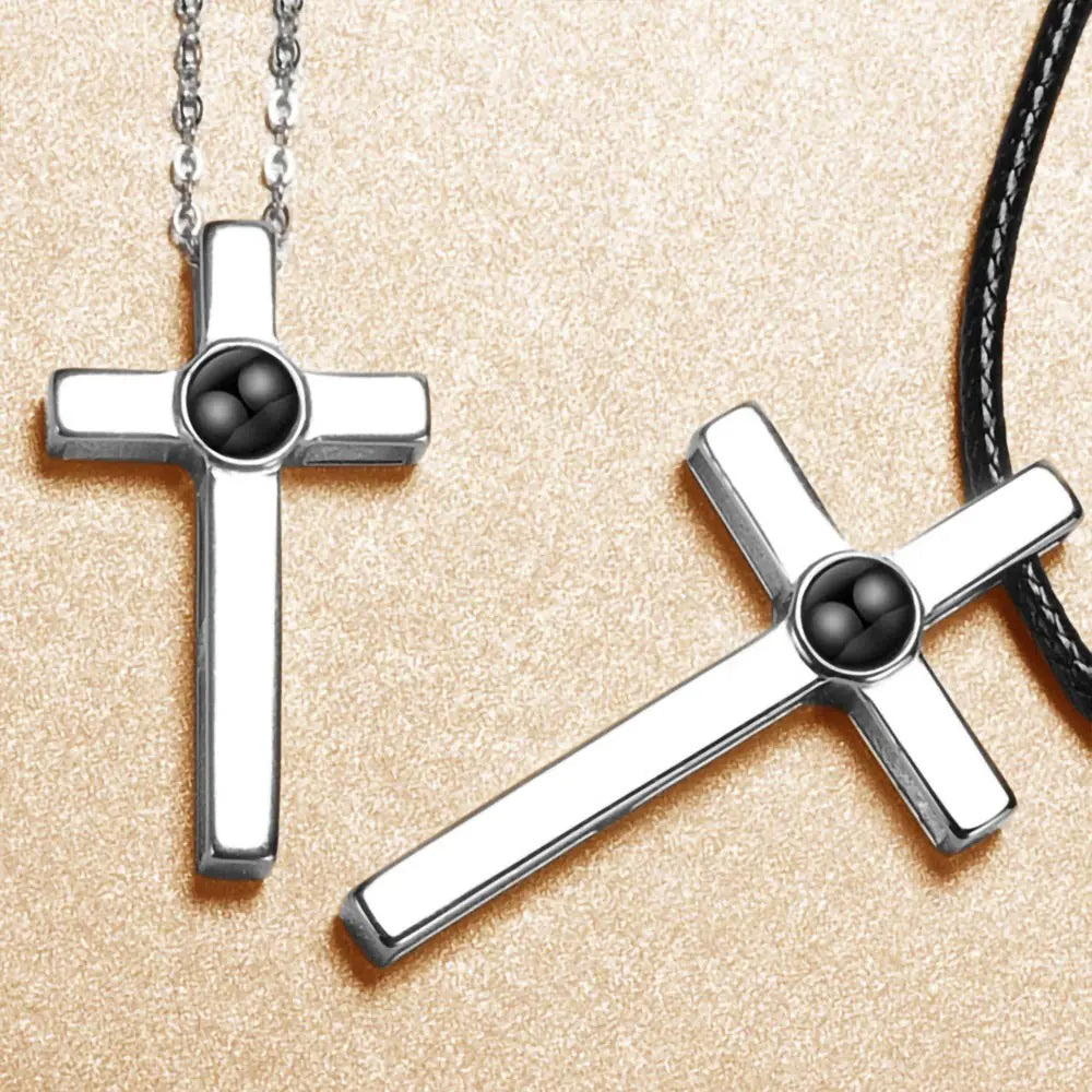 Couple’s Cross Photo Necklace