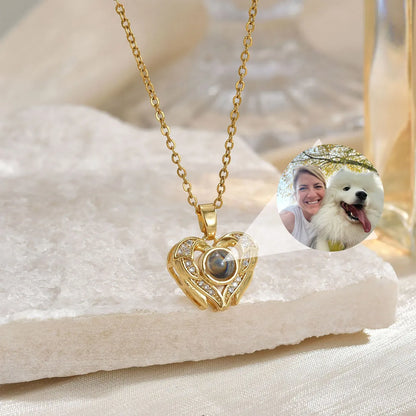 Loving Wings Necklace with Hidden Photo for Memorials