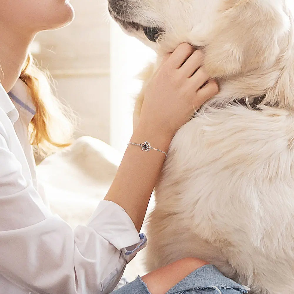 Paw Print Satellite Chain Photo Bracelet