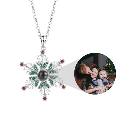 Personalized Christmas Snowflake Pendant Photo Projection Necklace