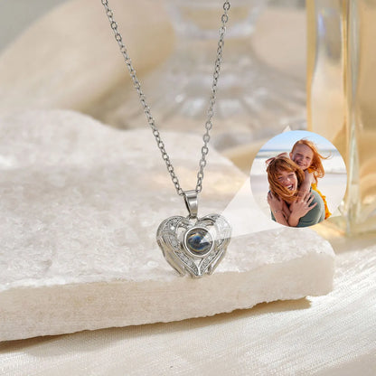 Loving Wings Necklace with Hidden Photo for Memorials