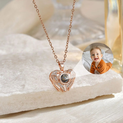 Loving Wings Necklace with Hidden Photo for Memorials