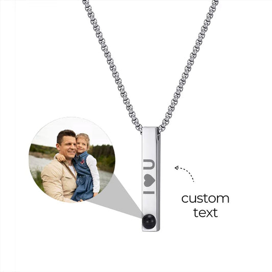 Bar Photo Necklace with Custom Text