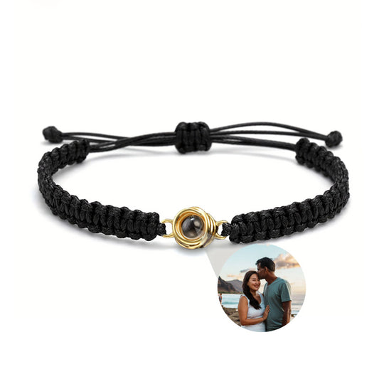 Whispers of Love Custom Braided Rose Photo Bracelet