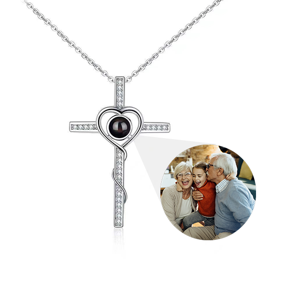 Loving Cross Necklace with Hidden Photo for Memorials