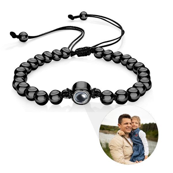 Circle Beads Adjustable Bracelet with Photo Inside