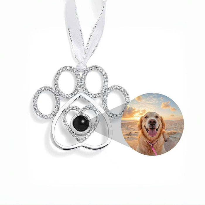 Personalized Paw Memory Photo Ornament Memorial Gift