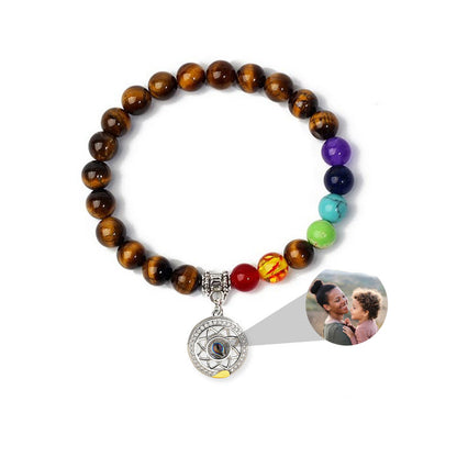 7 Chakra Beads Memorial Photo Bracelet  for Men or Women