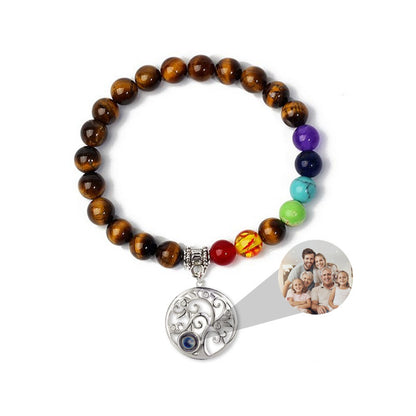 7 Chakra Beads Memorial Photo Bracelet  for Men or Women