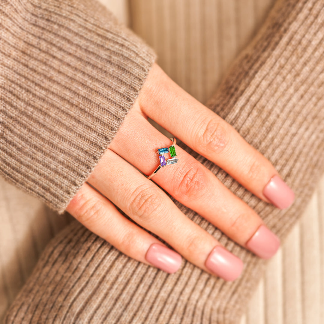 Customizable 3-6 Baguette Birthstone Ring