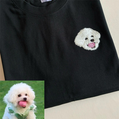 Custom Embroidered Pet Portrait T Shirt