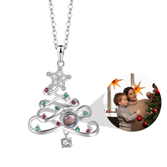 Personalized Christmas Tree Pendant Photo Necklace Gift