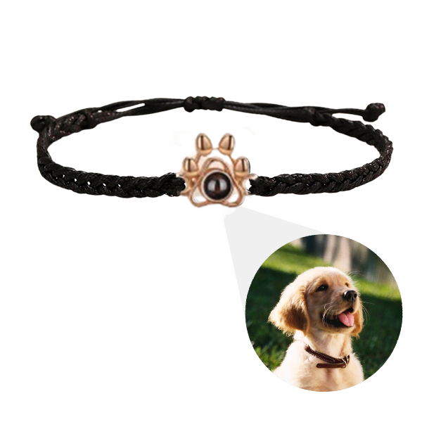 Paw Braided Bracelet with Photo Inside