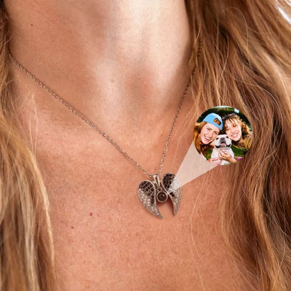 Angel Wings Necklace with Hidden Photo for Memorials