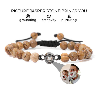 Personalized Photo Projection Beaded Bracelet for Men or Women