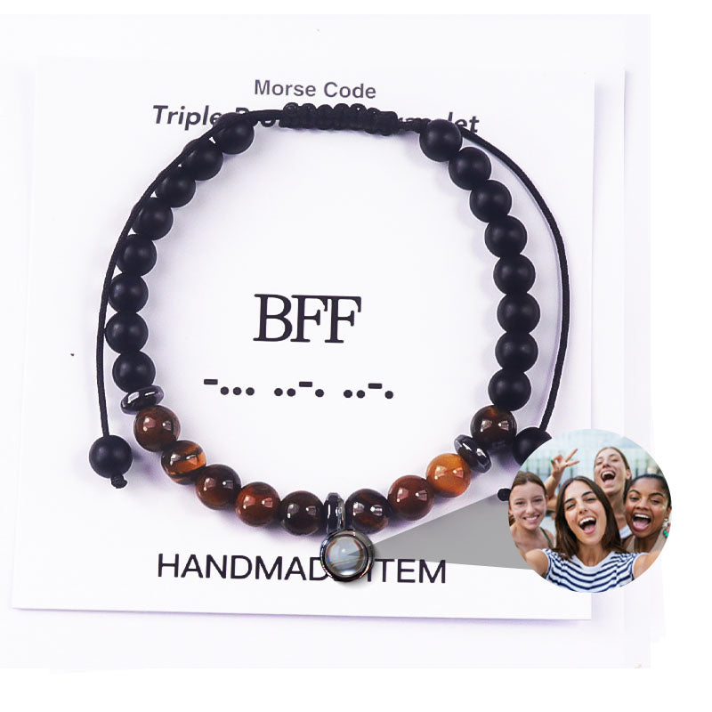 Heartfelt Morse Code Photo Bracelet Gift