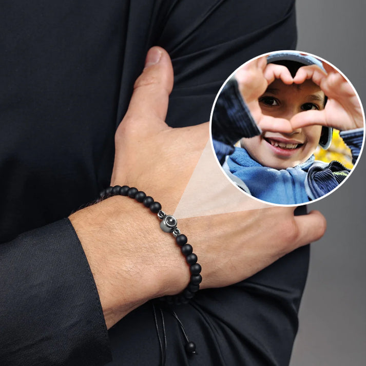 Personalized Photo Projection Beaded Bracelet for Men or Women