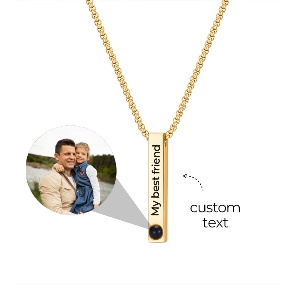 Bar Photo Necklace with Custom Text