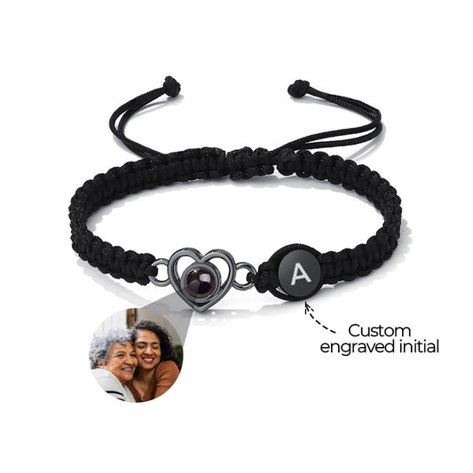 Custom Photo and Engraved Initial Braided Bracelet