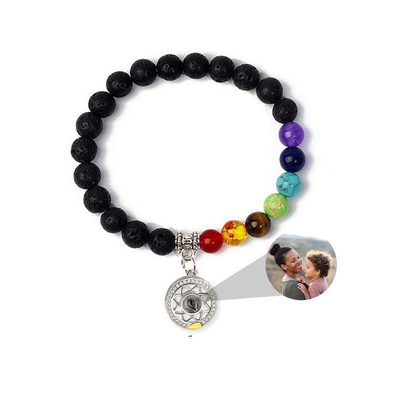 7 Chakra Beads Memorial Photo Bracelet  for Men or Women