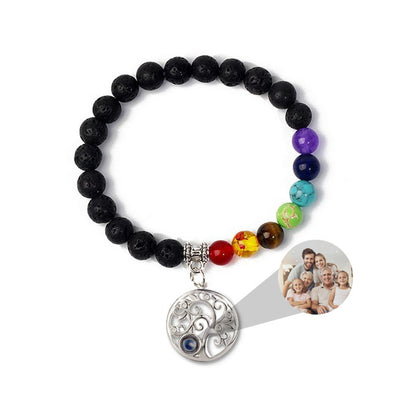 7 Chakra Beads Memorial Photo Bracelet  for Men or Women