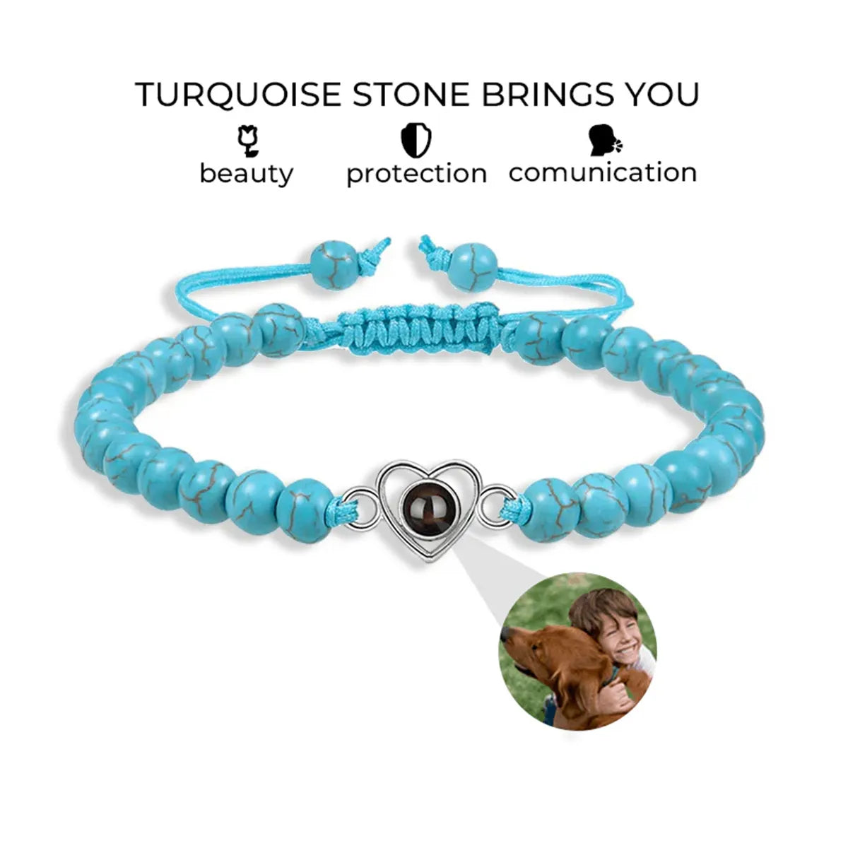 Custom Beaded Photo Bracelet With Natural Stones