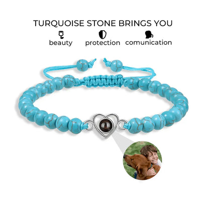 Custom Beaded Photo Bracelet With Natural Stones