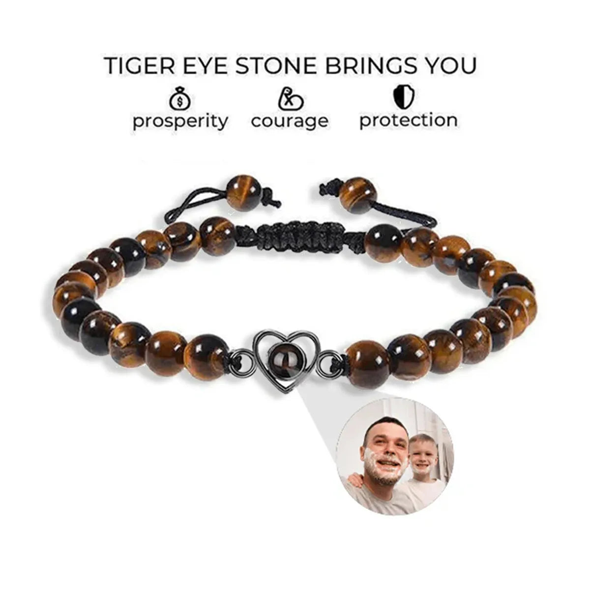 Custom Beaded Photo Bracelet With Natural Stones