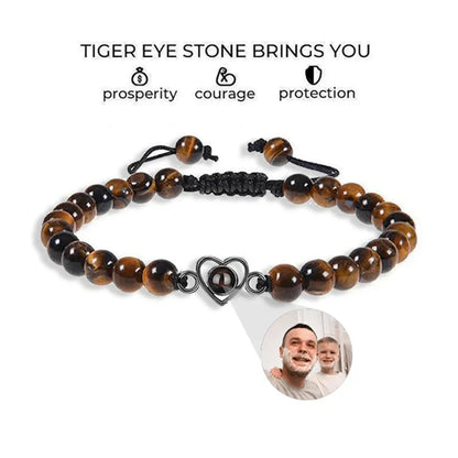 Custom Beaded Photo Bracelet With Natural Stones
