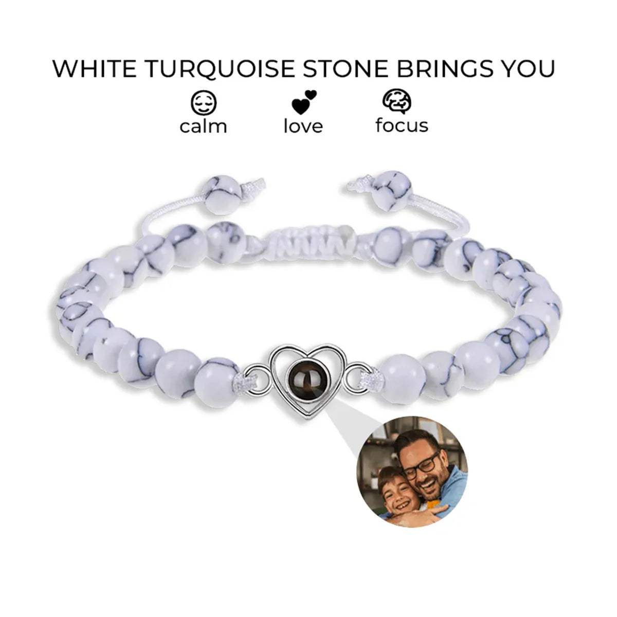 Custom Beaded Photo Bracelet With Natural Stones