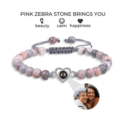 Custom Beaded Photo Bracelet With Natural Stones