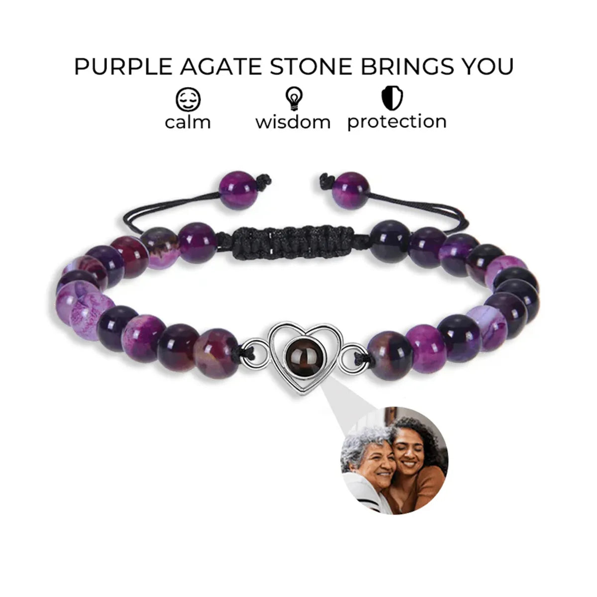 Custom Beaded Photo Bracelet With Natural Stones