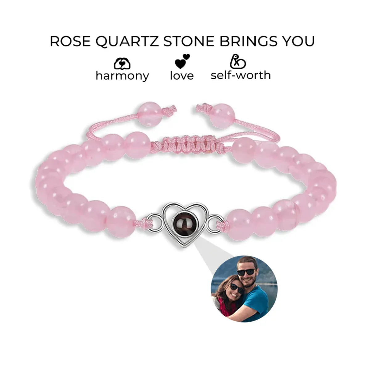 Custom Beaded Photo Bracelet With Natural Stones