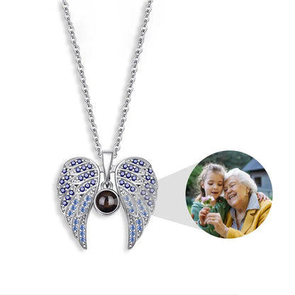 Angel Wings Necklace with Hidden Photo for Memorials