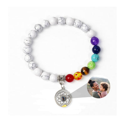 7 Chakra Beads Memorial Photo Bracelet  for Men or Women