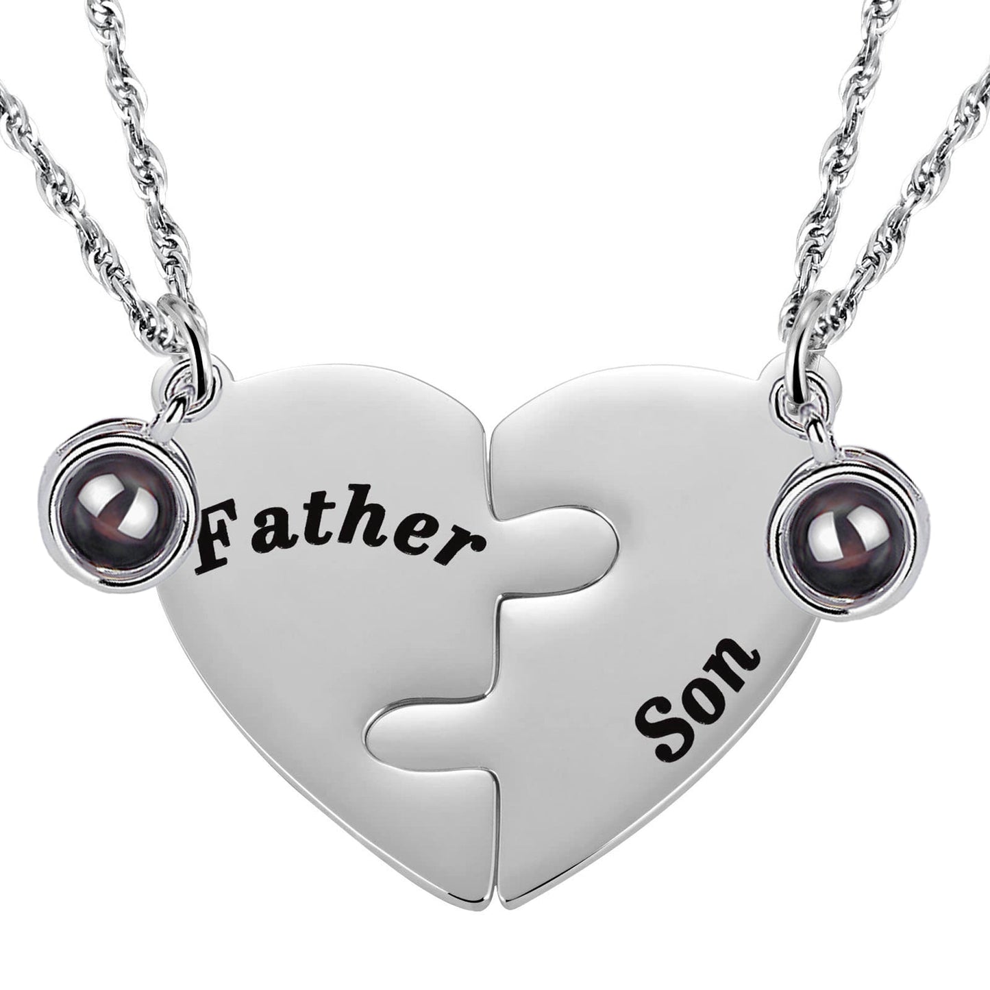 Family Puzzle Piece Photo Necklace, Set of 2