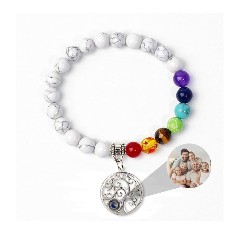 7 Chakra Beads Memorial Photo Bracelet  for Men or Women