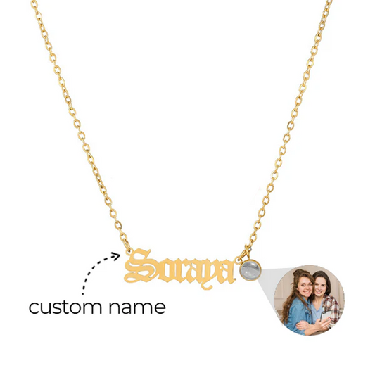 Custom Name Necklace With Photo Projection Pendant