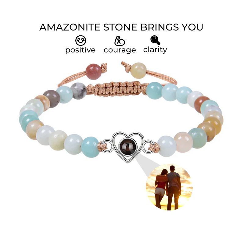 Custom Beaded Photo Bracelet With Natural Stones